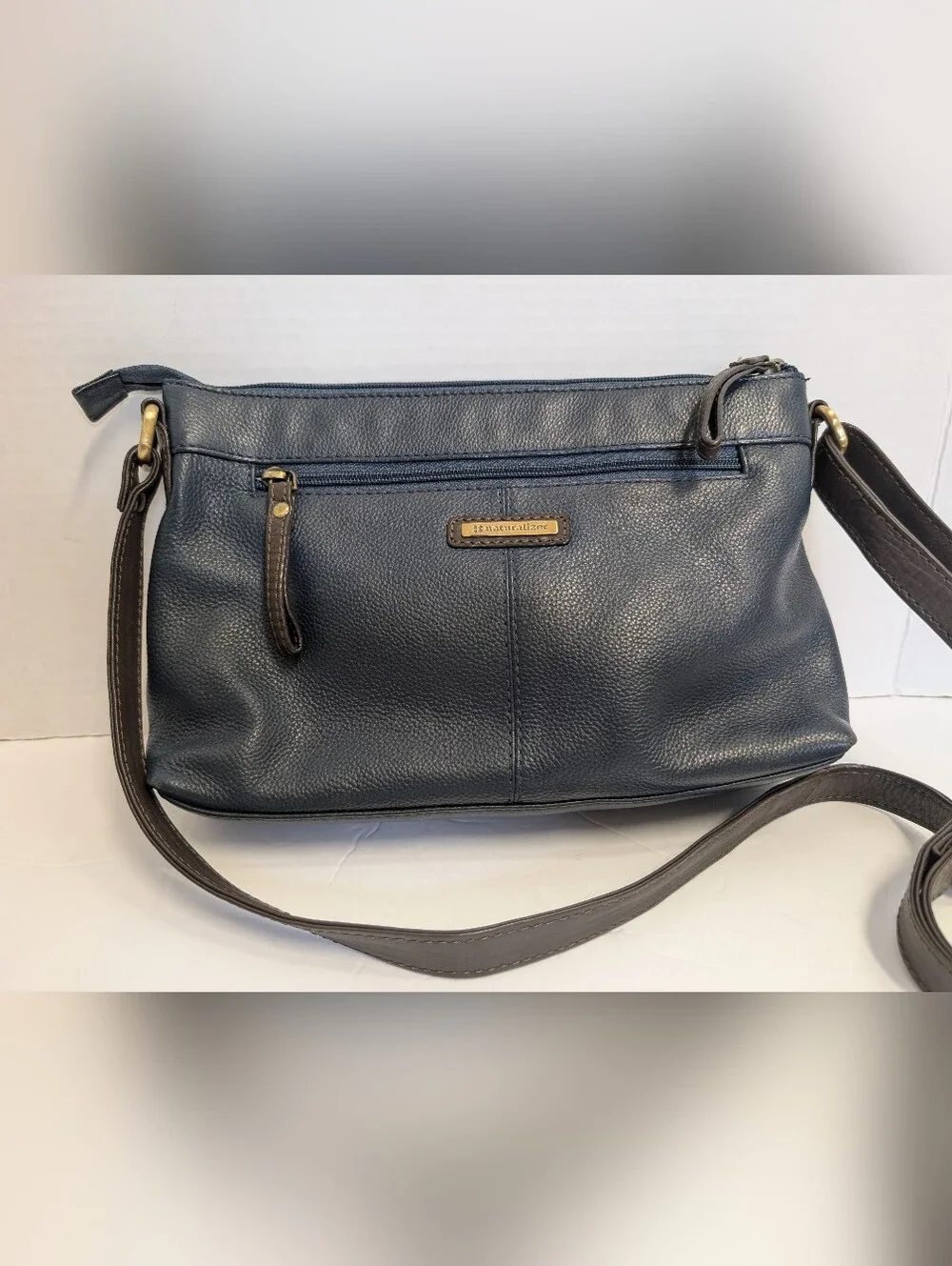 Naturalizer Kaolan Genuine Leather Medium Crossbody Bag Navy Brown